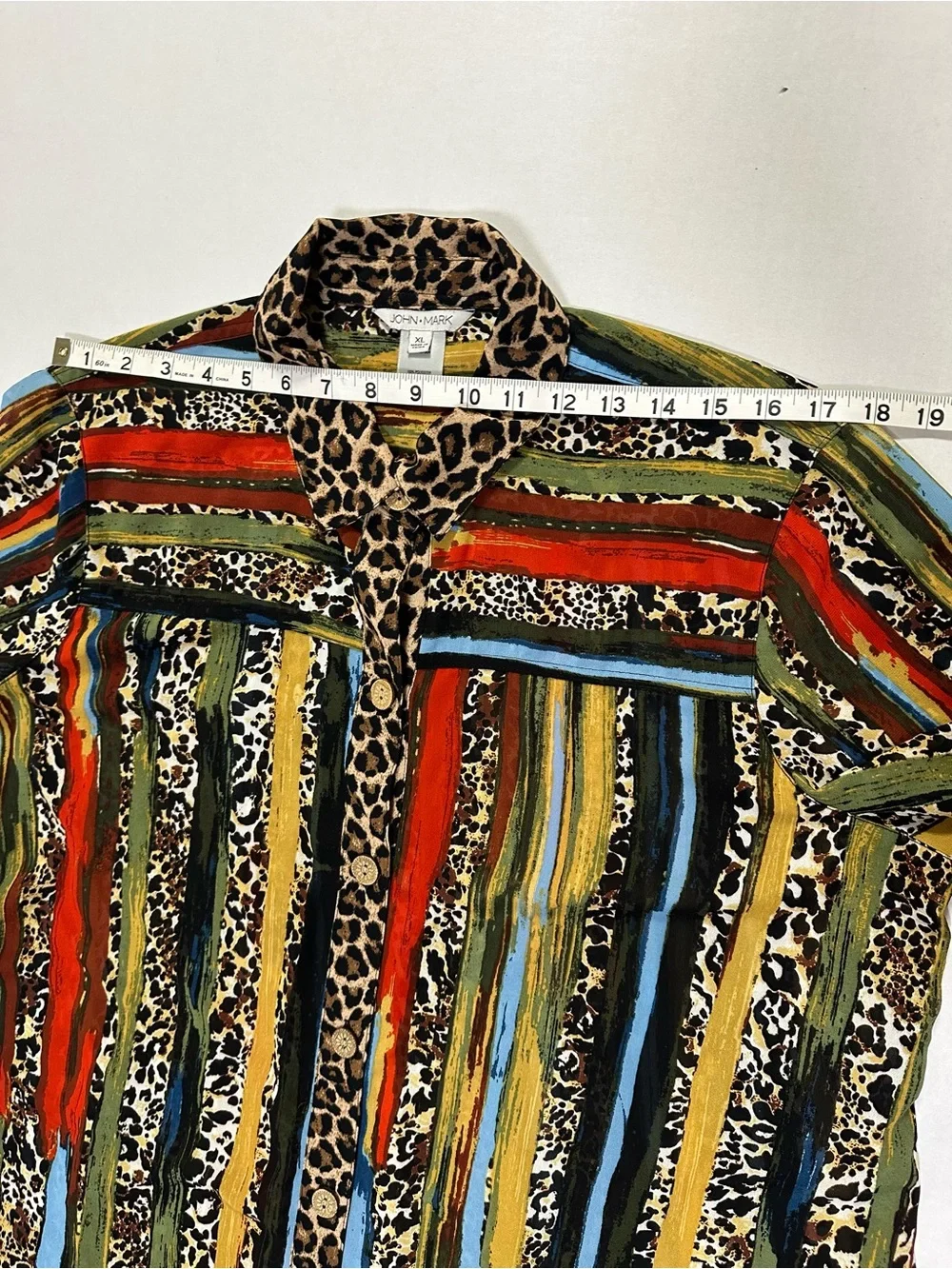 John Mark Multi Color Leopard Animal Print Button Down Tunic XL Maximalist - Picture 15 of 16